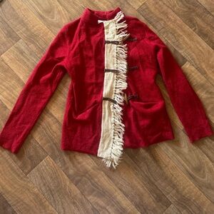 Stylish Red Jacket with Fringe Detail
